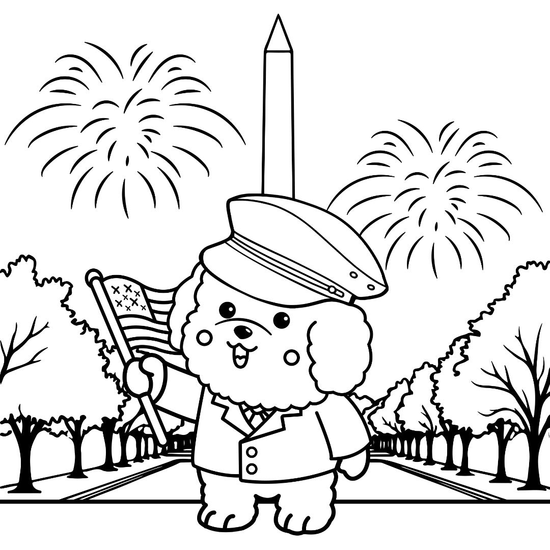 July 4th coloring page-Celebrate with Puff!